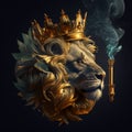 Golden Lion King with Crown Royalty Free Stock Photo