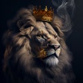 Golden Lion King with Crown Royalty Free Stock Photo