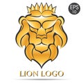 Golden Lion logo. Vector illustration of Lion in the crown Royalty Free Stock Photo