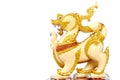 Golden Lion statue isolated