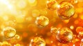 Golden liquid bubbles with shimmering gold drops in an oil background, luxurious and elegant Royalty Free Stock Photo