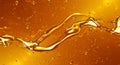 Golden liquid seems to flow across the image, creating dynamic, wave-like patterns.