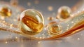 Golden Liquid Spheres on Soft Surface Royalty Free Stock Photo