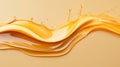 Golden Liquid Wave: Abstract 3D Render of Flowing Caramel or Honey Royalty Free Stock Photo