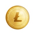 Golden Litecoin blockchain coin symbol. Royalty Free Stock Photo
