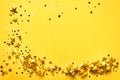 golden little star on yellow background for merry Christmas generated by AI tool Royalty Free Stock Photo