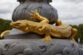 Golden lizard on Pont Alexandre III Royalty Free Stock Photo
