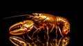 Gold Lobster Statue On Black Background - Metalworking Mastery