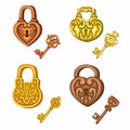 golden lock and key set, vector illustration eps10 Royalty Free Stock Photo