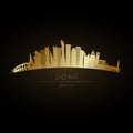 Golden logo Doha ÃÂity skyline.