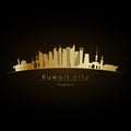 Golden logo Kuwait city skyline. Royalty Free Stock Photo