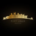 Golden logo Port Louis skyline. Royalty Free Stock Photo