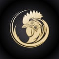 Golden logo symbol with rooster head