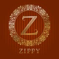 Golden logo template for zippy boutique. Vector monogram