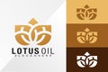 Golden Lotus Oil Logo Design Vector illustration template Royalty Free Stock Photo