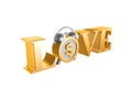 Golden love dollar clock