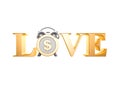 Golden love dollar clock