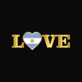 Golden Love typography Argentina flag design vector