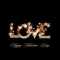 Golden LOVE Happy Valentine\'s Day greeting card .