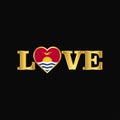 Golden Love typography Kiribati flag design vector