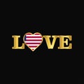 Golden Love typography Liberia flag design vector