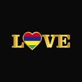 Golden Love typography Mauritius flag design vector