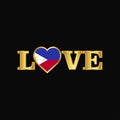 Golden Love typography Phillipines flag design vector