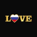 Golden Love typography Russia flag design vector Royalty Free Stock Photo