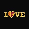Golden Love typography Sri Lanka flag design vector