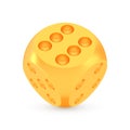 Golden luck dice award concept, shiny realistic metallic rounded cube