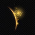 Golden luminous eclipse in dark space effect Royalty Free Stock Photo