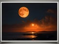 Golden Lunar Brilliance: Enchanting Orange Glow Night
