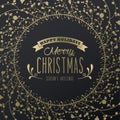 Golden luxury Christmas background with snowflakes and simple text Happy Holidays - Merry Christmas - season`s greetings