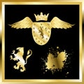 golden luxury coat of arms shield tattoo pack collection Royalty Free Stock Photo