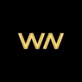 Golden luxury Emblem Initial Letter WN Logo Design