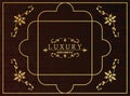 golden luxury frame with victorian style in red wine background Royalty Free Stock Photo