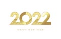 2022 golden luxury Happy New Year white banner