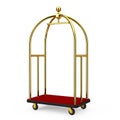 Golden Luxury Hotel Luggage Trolley Cart. 3d Rendering