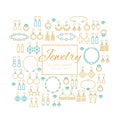 Golden luxury jewels linear flat icons collection Royalty Free Stock Photo