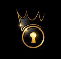 Golden Luxury Key with Crown Logo Royalty Free Stock Photo