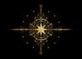 Magic ancient viking art deco, gold wind rose magic navigation compass ancient. The Vikings Compass navigation dial isolated Royalty Free Stock Photo