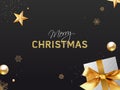Golden Luxury Merry Christmas on Black Background