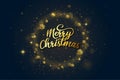 golden luxury merry christmas lettering vector design