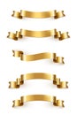 Golden luxury ribbons set. Vector design elements isolated on white background. Royalty Free Stock Photo