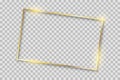 Golden luxury shiny glowing vintage frame with reflection and shadows. Isolated gold border decoration sign Ã¢â¬â for stock