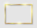 Golden luxury shiny glowing vintage frame with reflection and shadows. Isolated gold border decoration sign Ã¢â¬â for stock