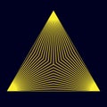 Golden luxury triangle as pyramid over black background. Abstract sacred illustration. Art line geometric concept Royalty Free Stock Photo