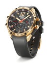 Golden luxury wristwatch with black clock face