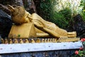 Golden lying buddha statue at buddhist temple in Luang Prabang - Laos Royalty Free Stock Photo