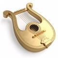 A golden lyre with an exquisite pattern and six strings Royalty Free Stock Photo